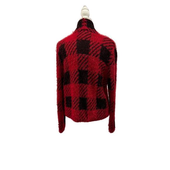 August Silk Red and Black Checkered Cardigan - XL - Picture 2 of 7